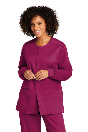 Wink™ Unisex WorkFlex™ Snap-Front Scrub Jacket - Wine