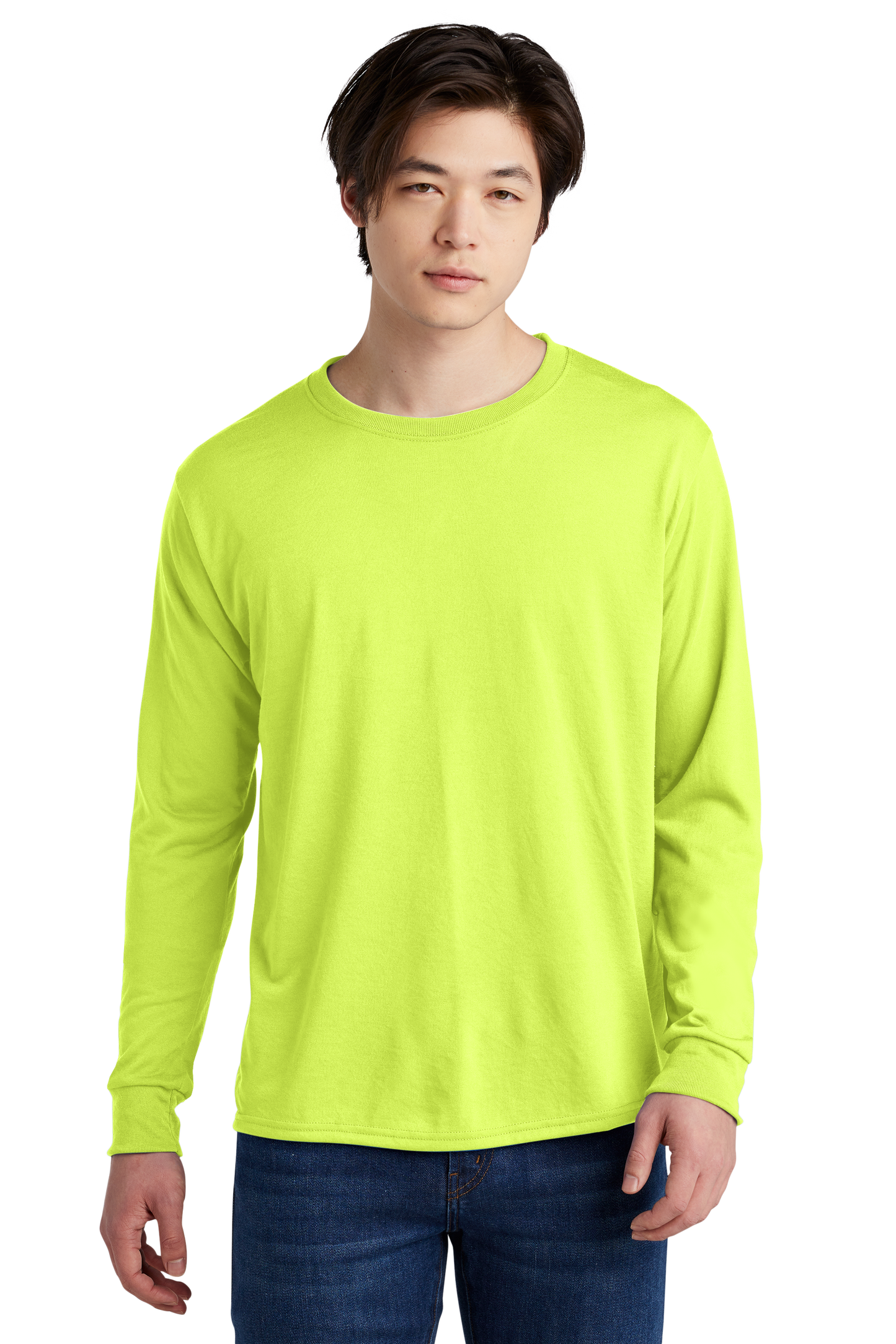 Jerzees® Dri-Power® 100% Polyester Long Sleeve T-Shirt - Safety Green