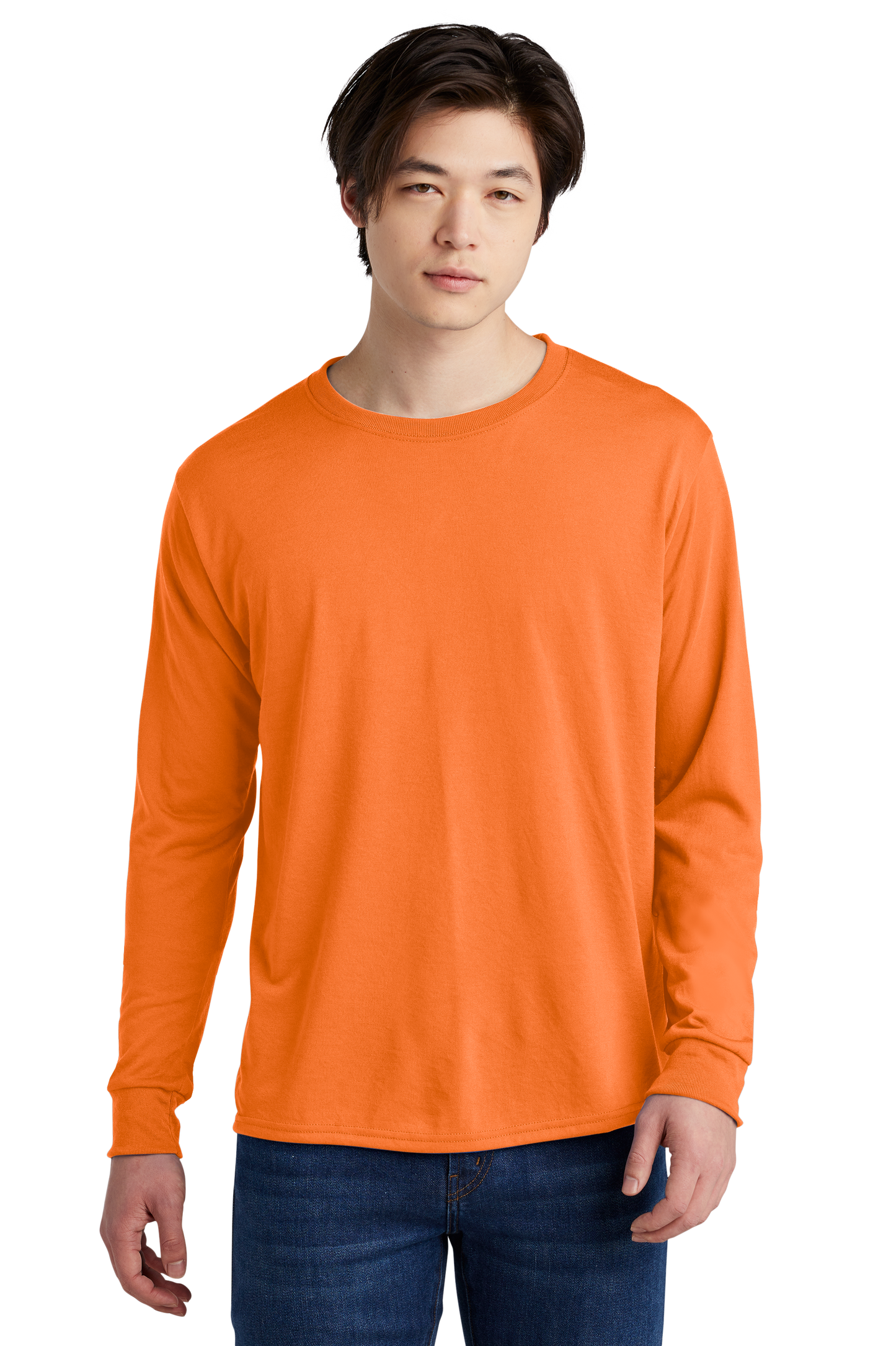 Jerzees® Dri-Power® 100% Polyester Long Sleeve T-Shirt - Safety Orange