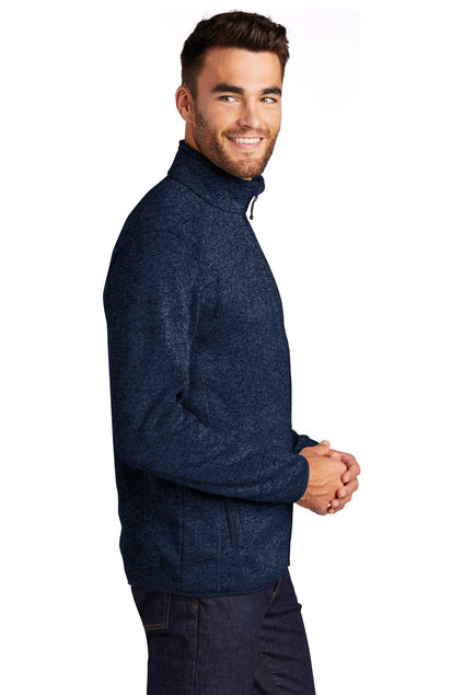 Port Authority® Sweater Fleece Jacket - River Blue Navy Heather