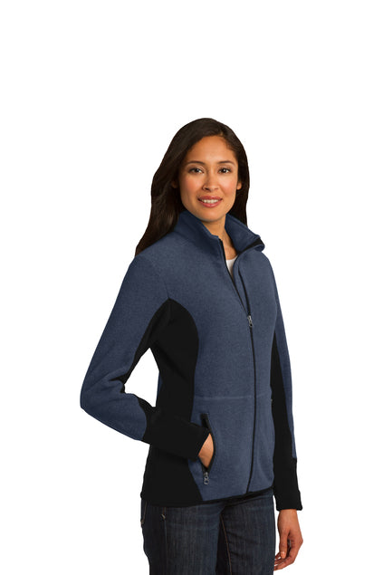 Port Authority® Women's R-Tek® Pro Fleece Full-Zip Jacket - Navy Heather/ Black