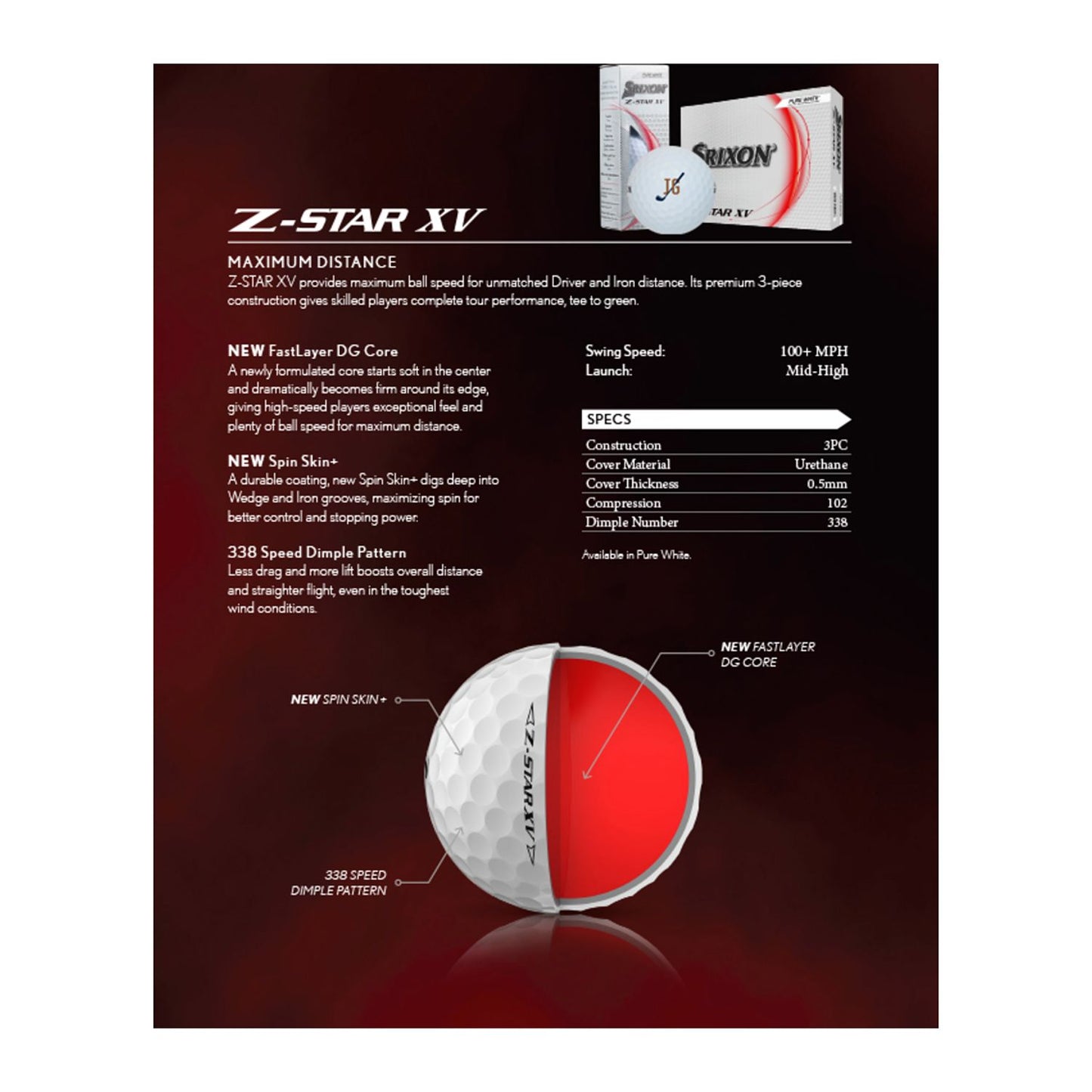 Srixon Z-STAR XV Golf Balls - 3 Pack - White