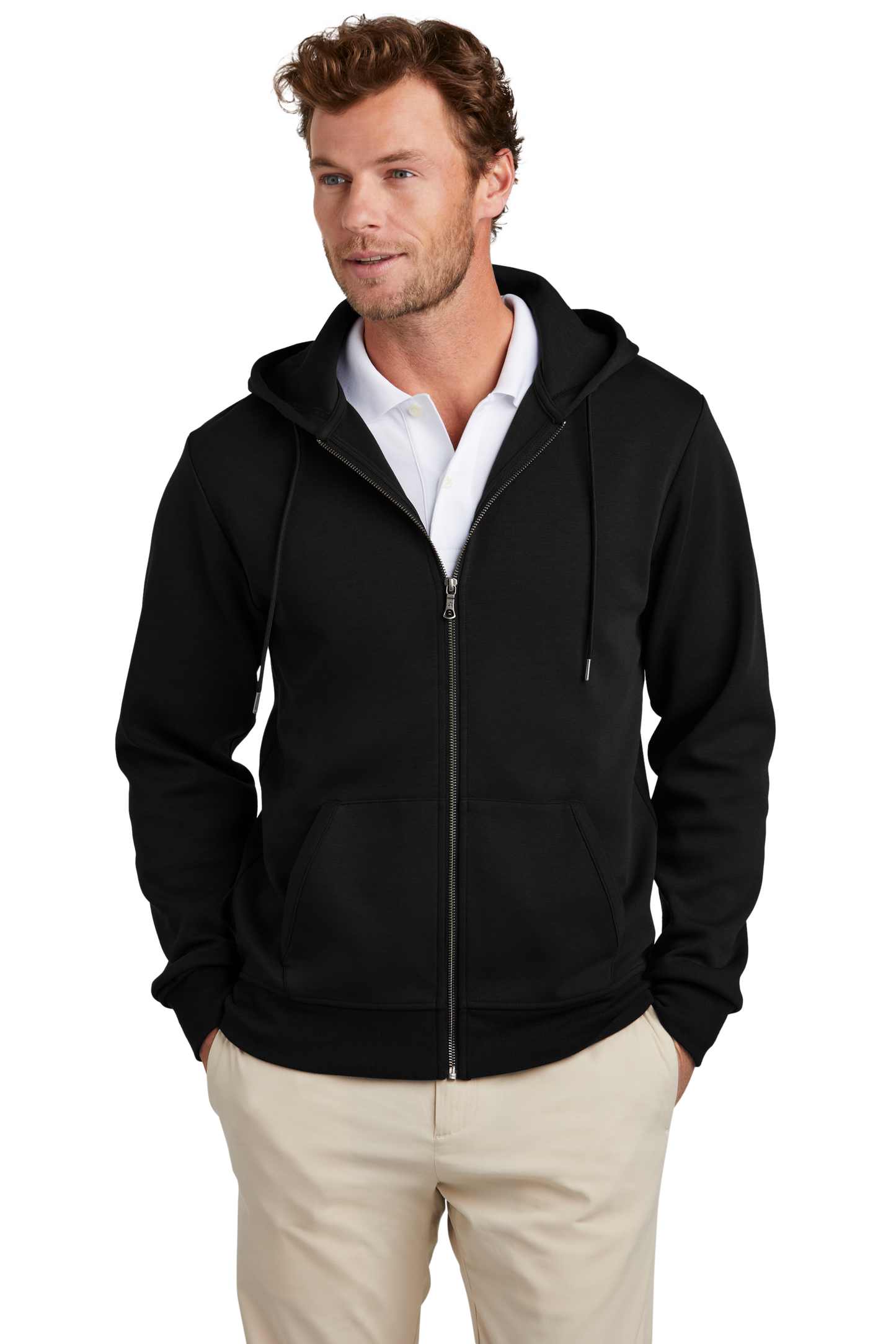 Brooks Brothers® Double-Knit Full-Zip Hoodie - Deep Black