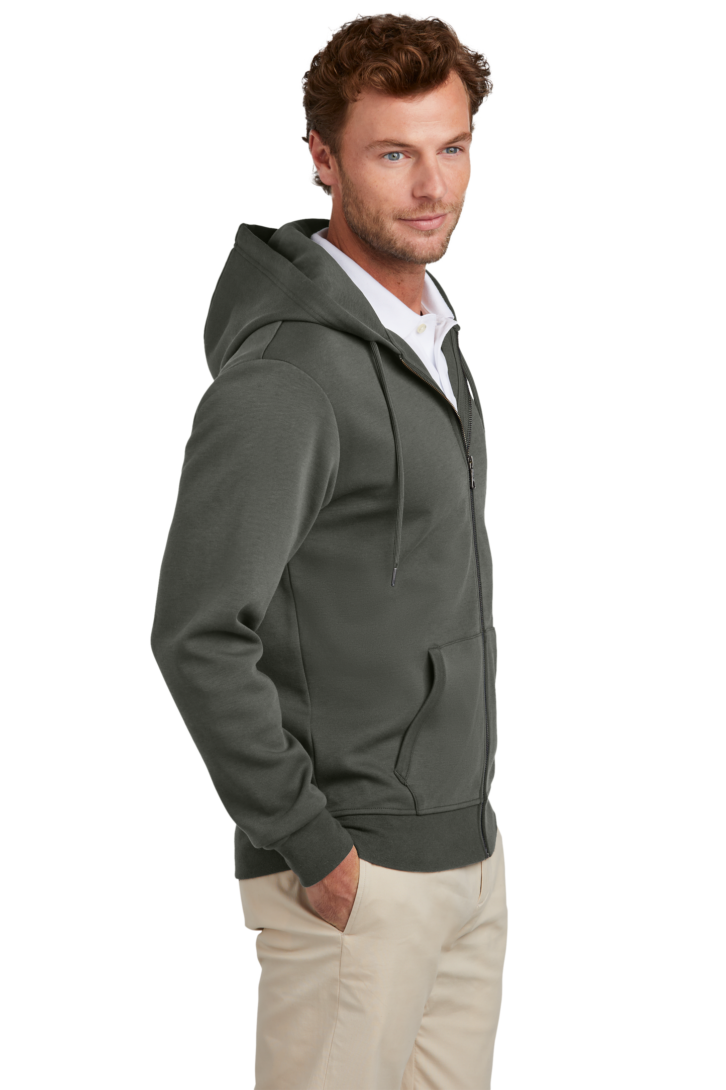 Brooks Brothers® Double-Knit Full-Zip Hoodie - Windsor Grey