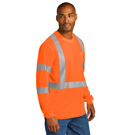 CornerStone® ANSI 107 Class 3 Mesh Long Sleeve Tee - Safety Orange