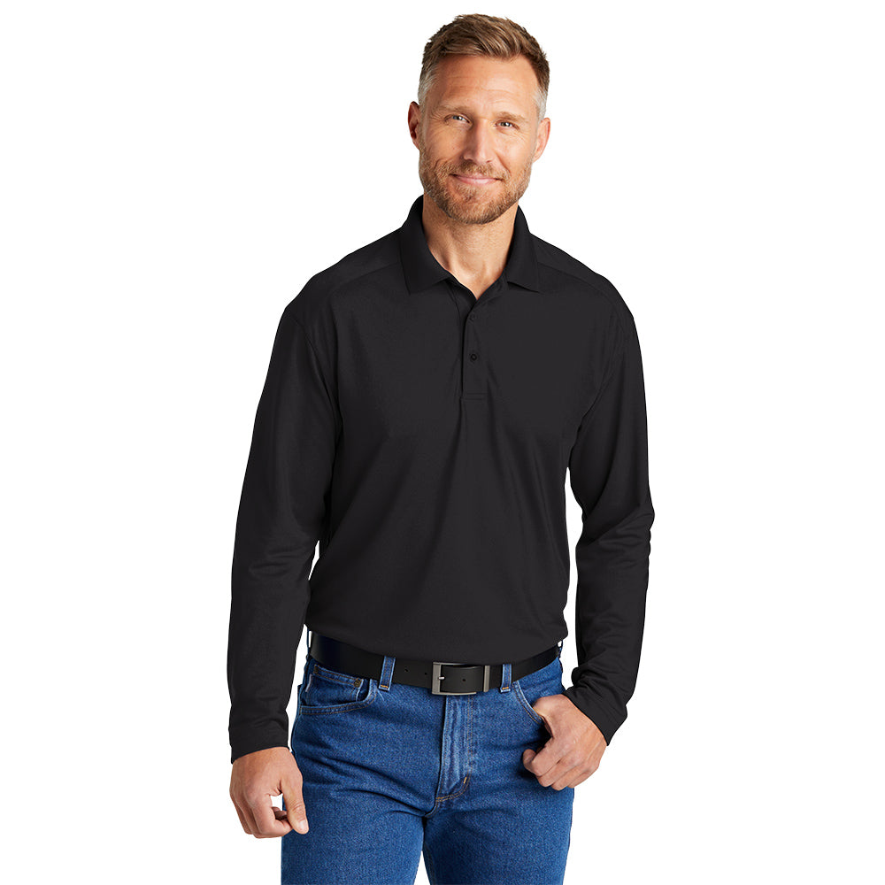 CornerStone® Select Lightweight Snag-Proof Long Sleeve Polo - Black