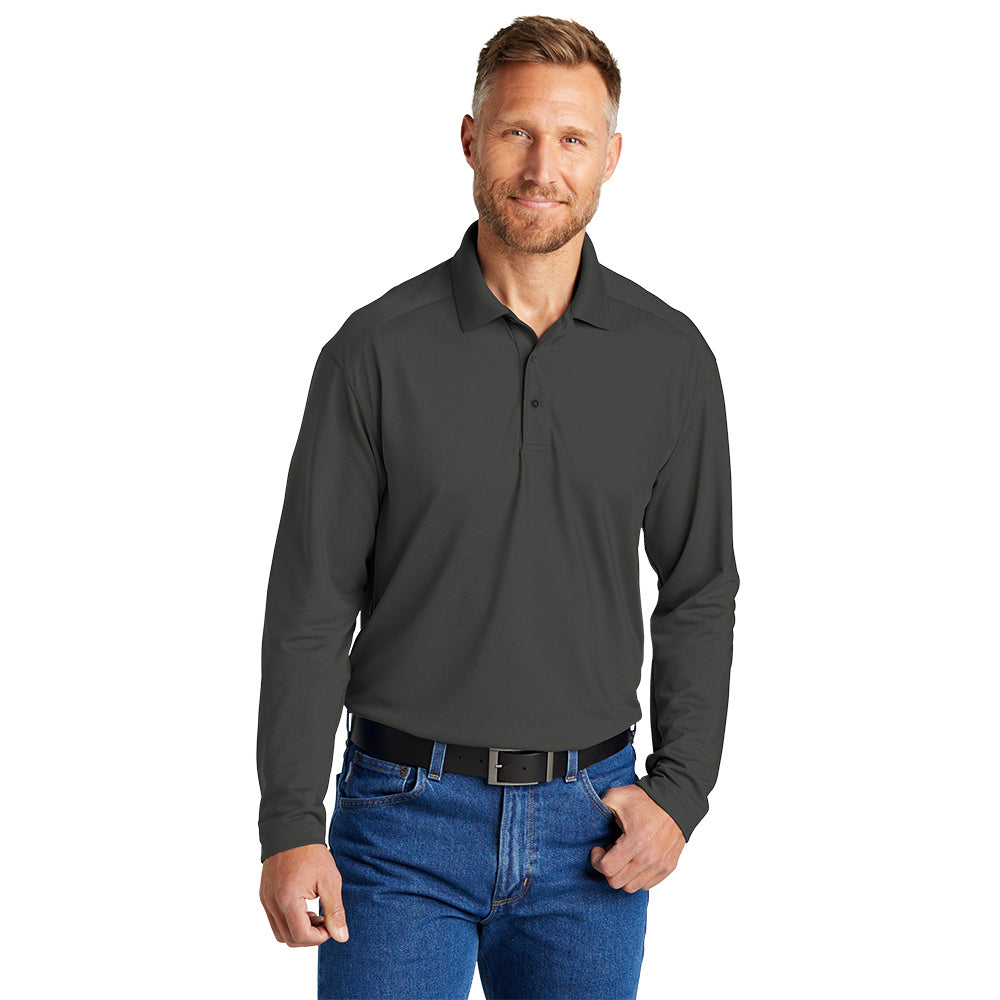 CornerStone® Select Lightweight Snag-Proof Long Sleeve Polo - Charcoal