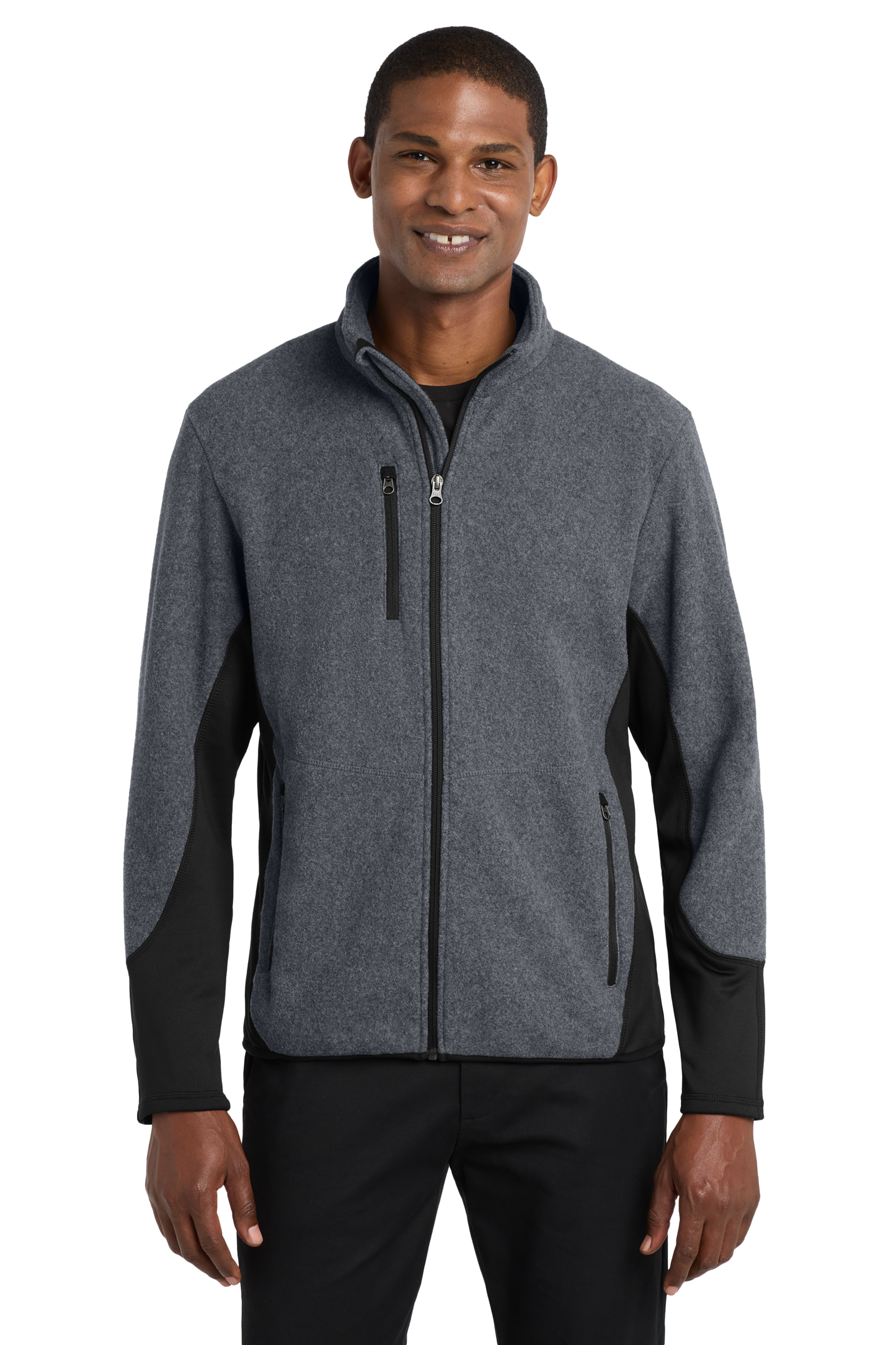 Port Authority® R-Tek® Pro Fleece Full-Zip Jacket - Charcoal Heather / Black