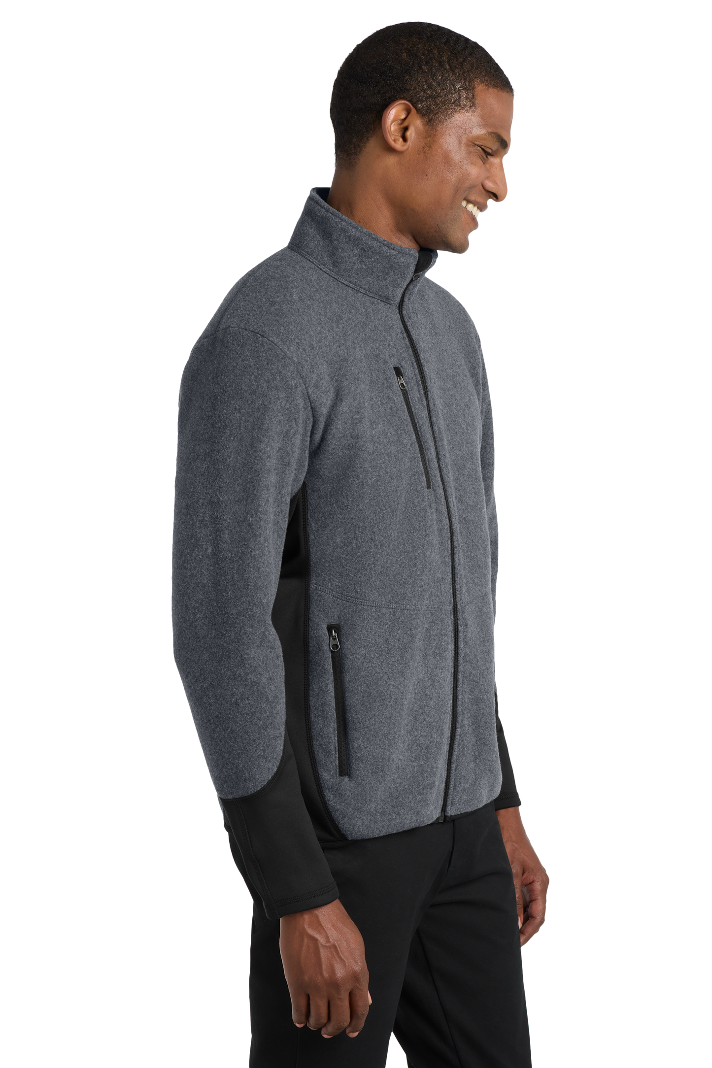 Port Authority® R-Tek® Pro Fleece Full-Zip Jacket - Charcoal Heather / Black