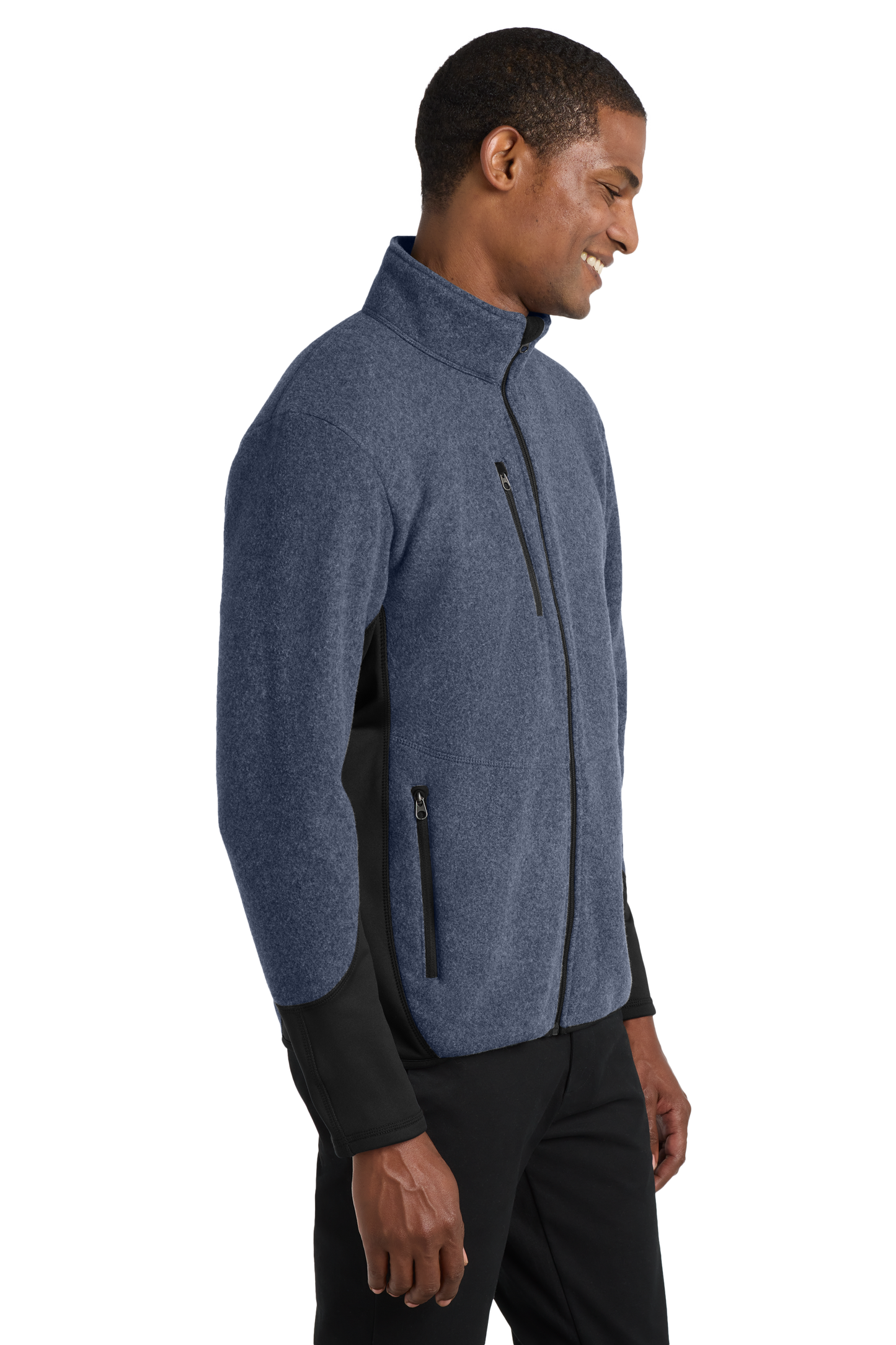 Port Authority® R-Tek® Pro Fleece Full-Zip Jacket - Navy Heather / Black