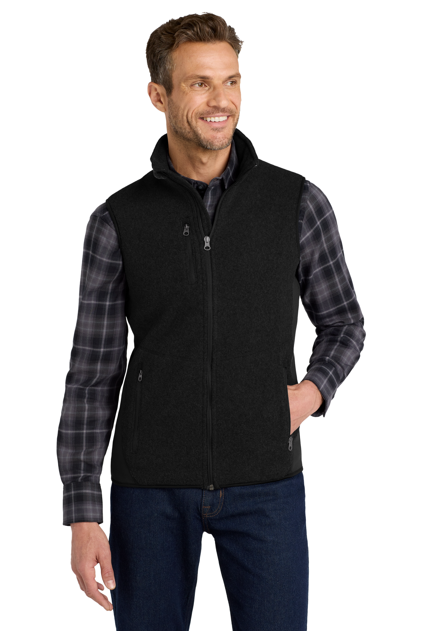 Port Authority® R-Tek® Pro Fleece Full-Zip Vest - Black / Black