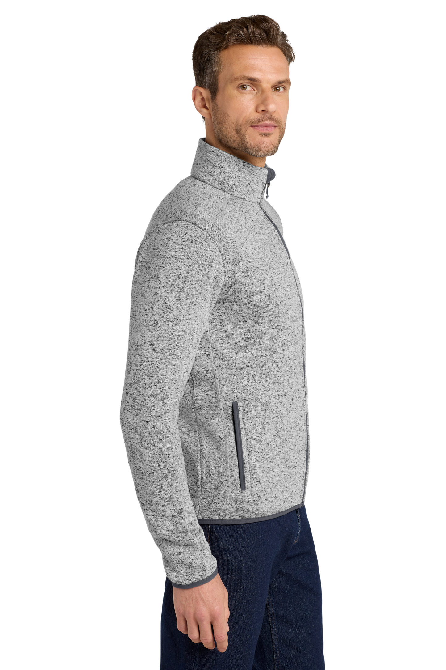 Port Authority® Sweater Fleece Jacket - Grey Heather