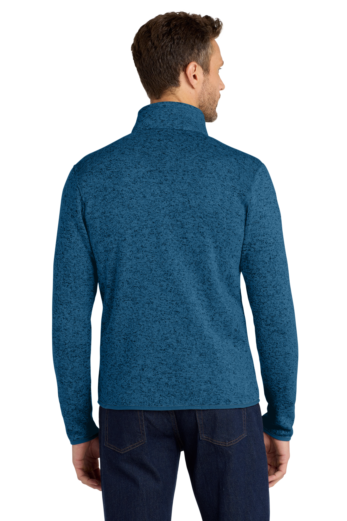 Port Authority® Sweater Fleece Jacket - Medium Blue Heather