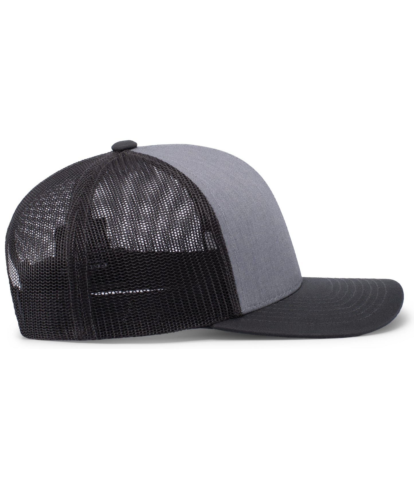 Pacific Headwear Trucker Snapback Cap - Heather Grey/Lt Charcoal/Lt Charcoal