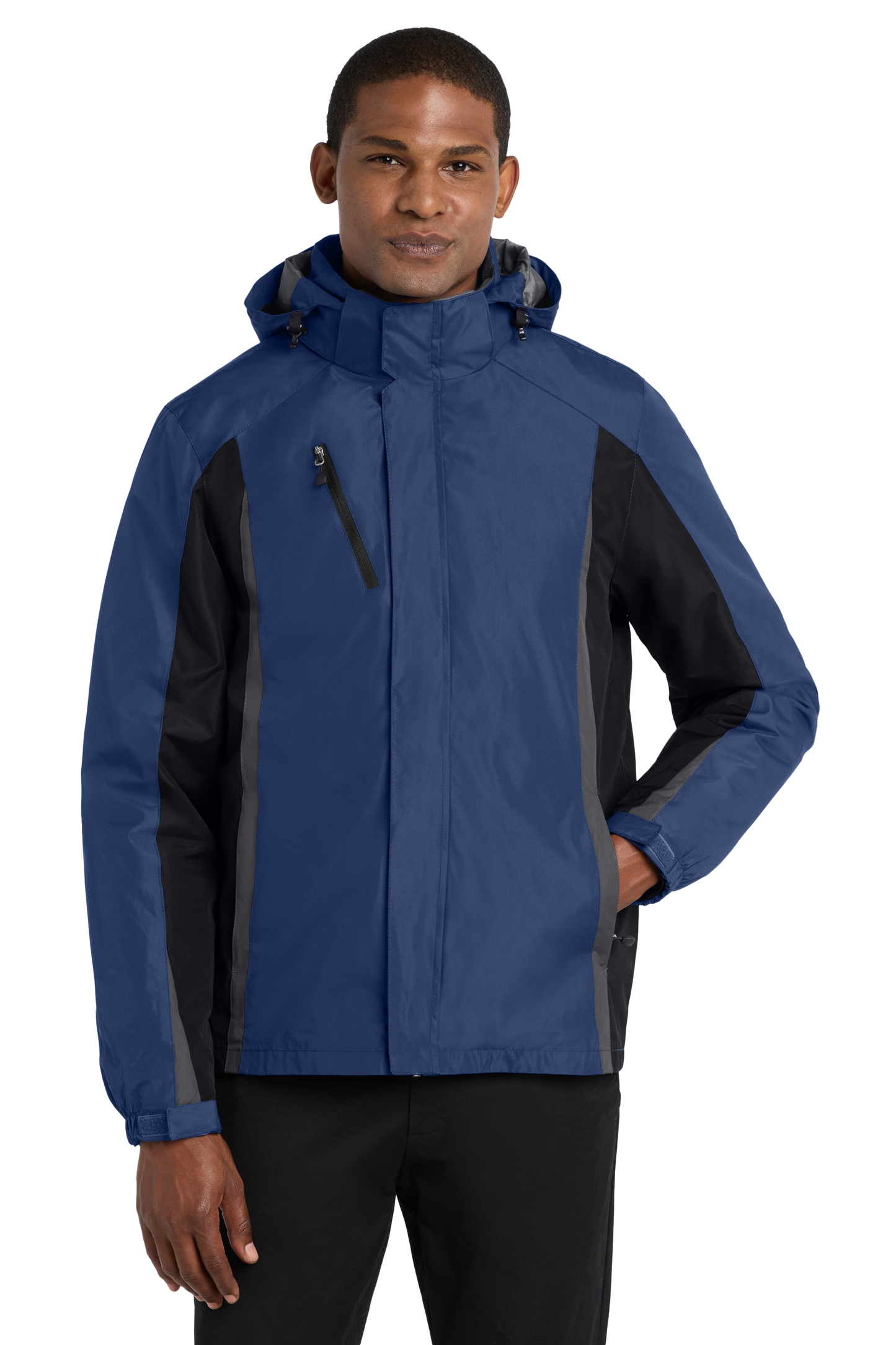 Port Authority® Colorblock 3-in-1 Jacket - Admiral Blue/ Black/ Magnet