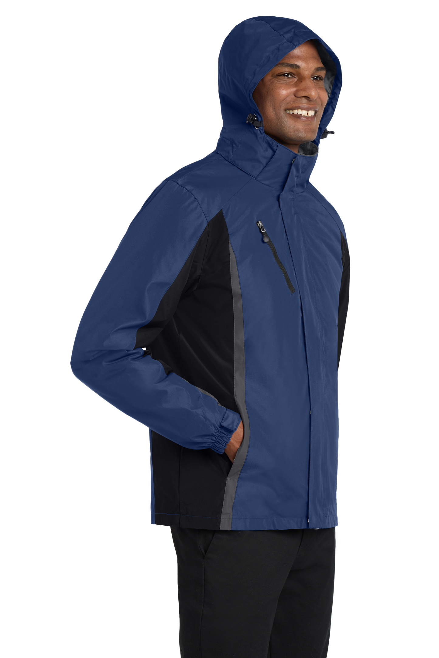 Port Authority® Colorblock 3-in-1 Jacket - Admiral Blue/ Black/ Magnet