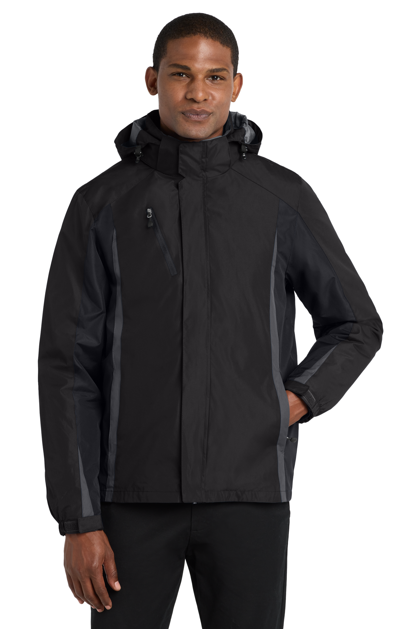 Port Authority® Colorblock 3-in-1 Jacket - Black/ Black/ Magnet