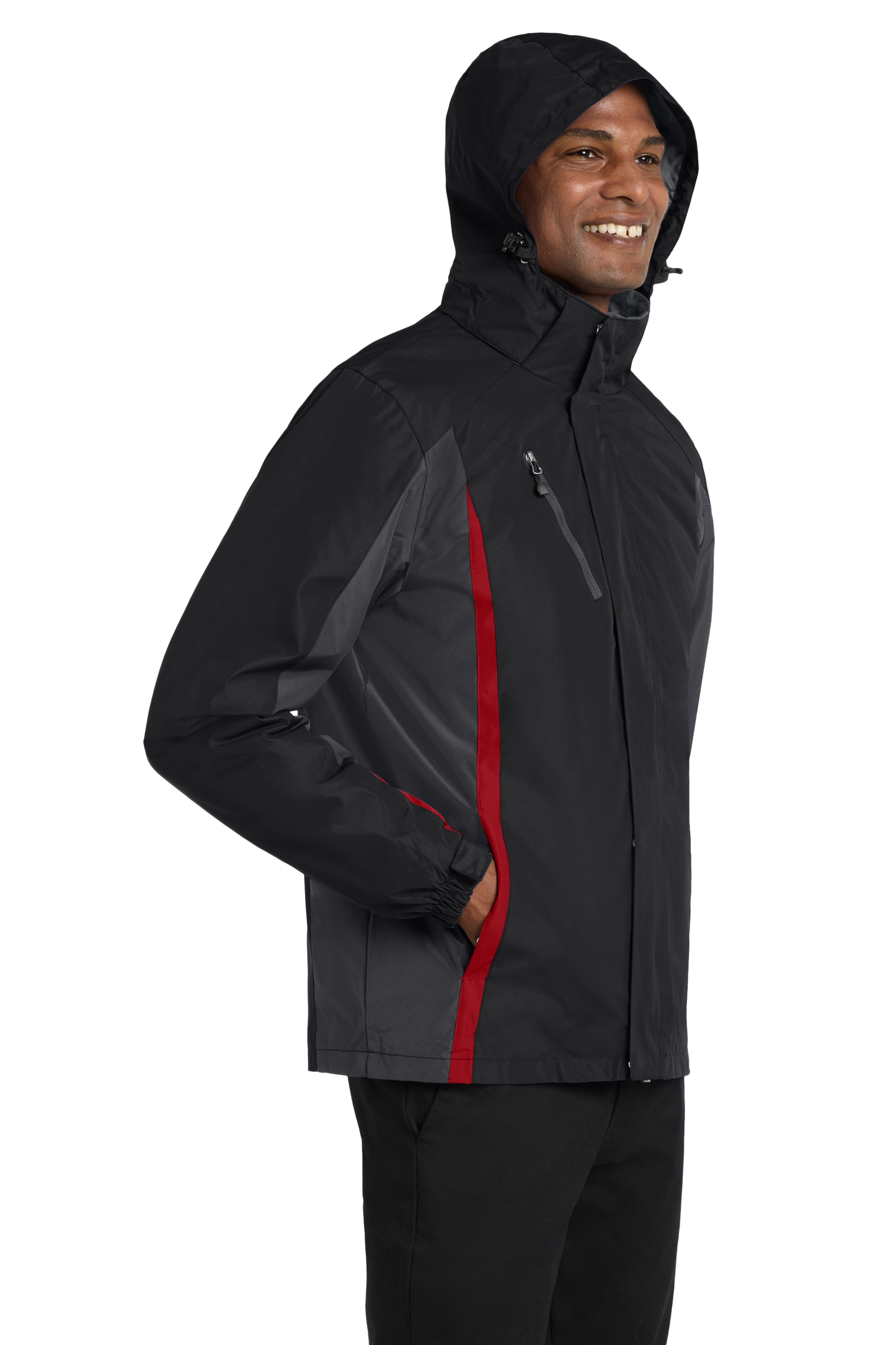 Port Authority® Colorblock 3-in-1 Jacket - Black/ Magnet/ Signal Red