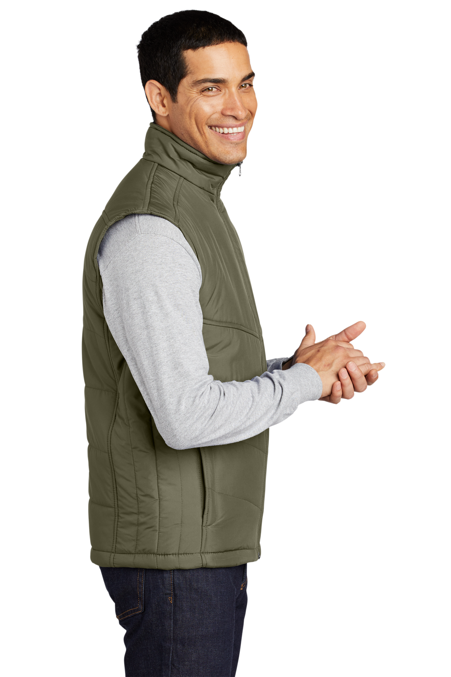 Port Authority® Puffy Vest - Olive/ Cayenne