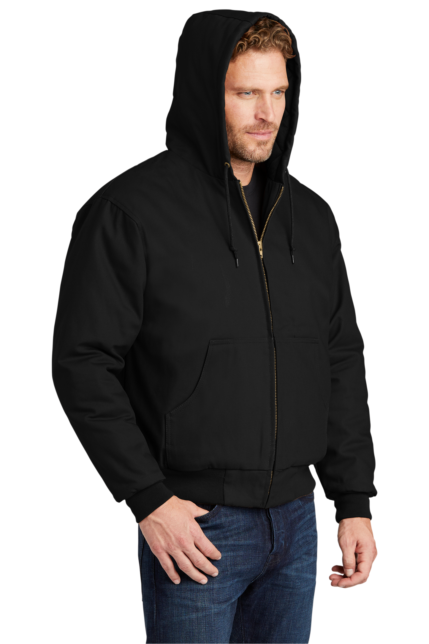 CornerStone® - Duck Cloth Hooded Work Jacket - Black