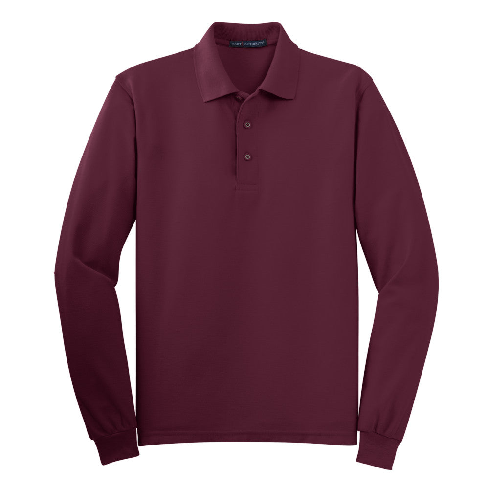 Port Authority® Silk Touch™ Long Sleeve Polo -Burgundy