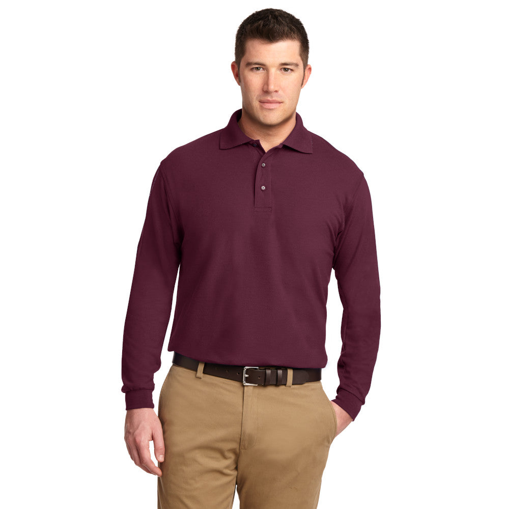 Port Authority® Silk Touch™ Long Sleeve Polo -Burgundy