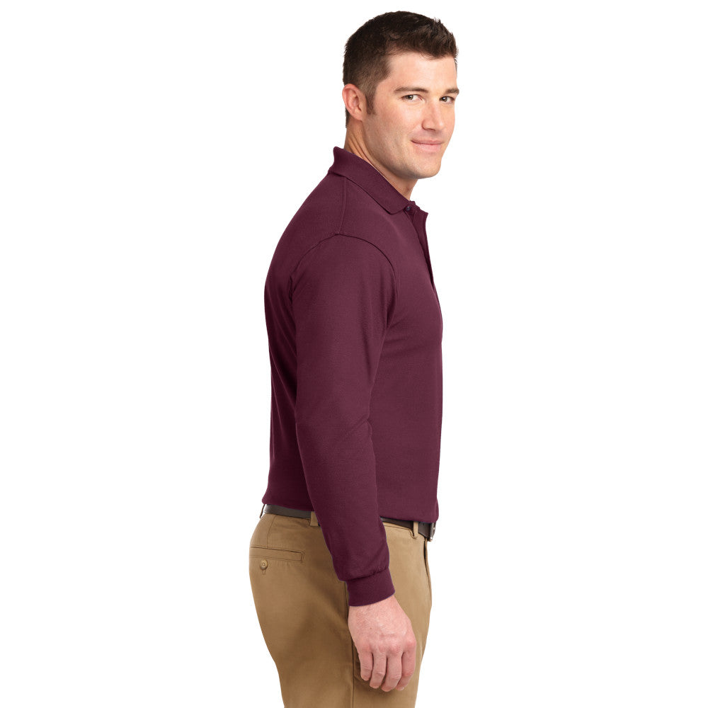 Port Authority® Silk Touch™ Long Sleeve Polo -Burgundy