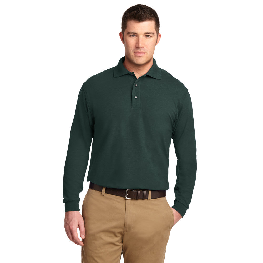 Port Authority® Silk Touch™ Long Sleeve Polo - Dark Green