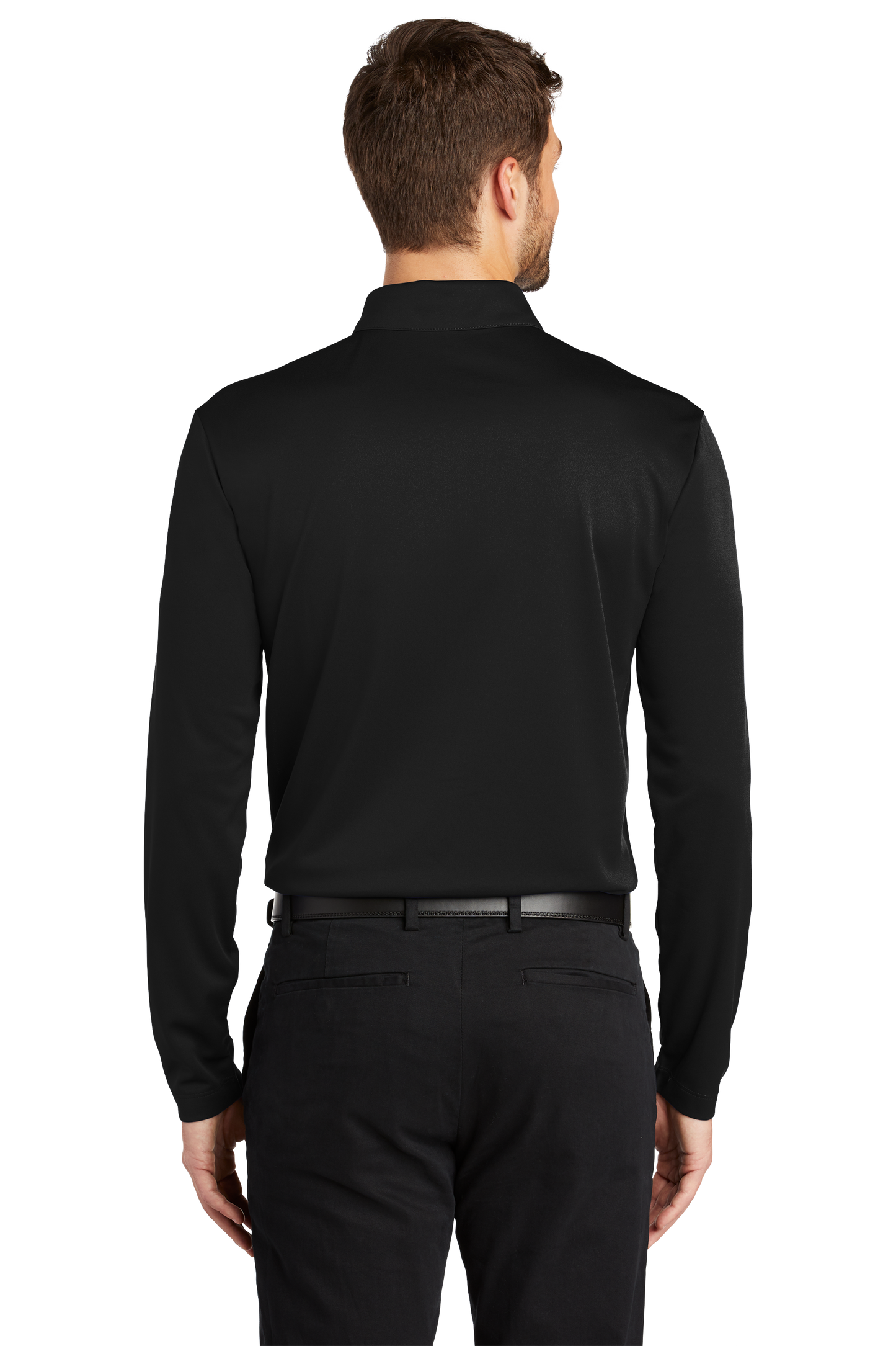 Port Authority® Silk Touch™ Performance Long Sleeve Polo - Black