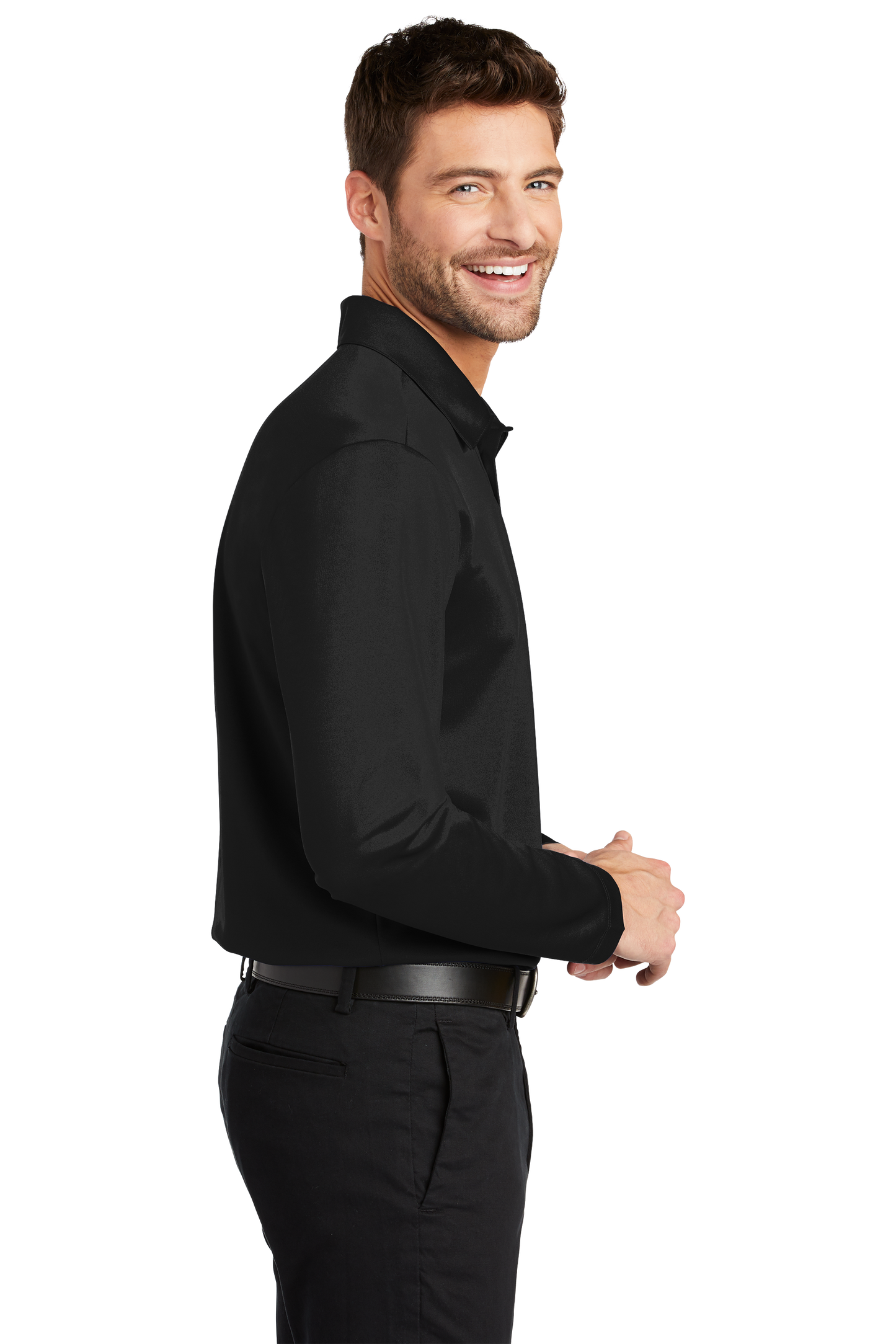 Port Authority® Silk Touch™ Performance Long Sleeve Polo - Black