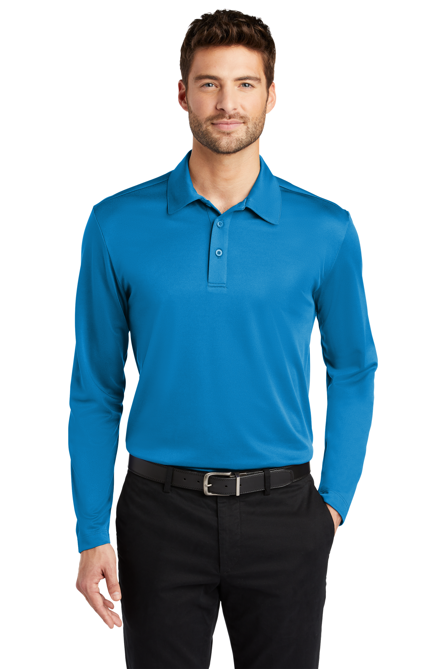 Port Authority® Silk Touch™ Performance Long Sleeve Polo - Brilliant Blue