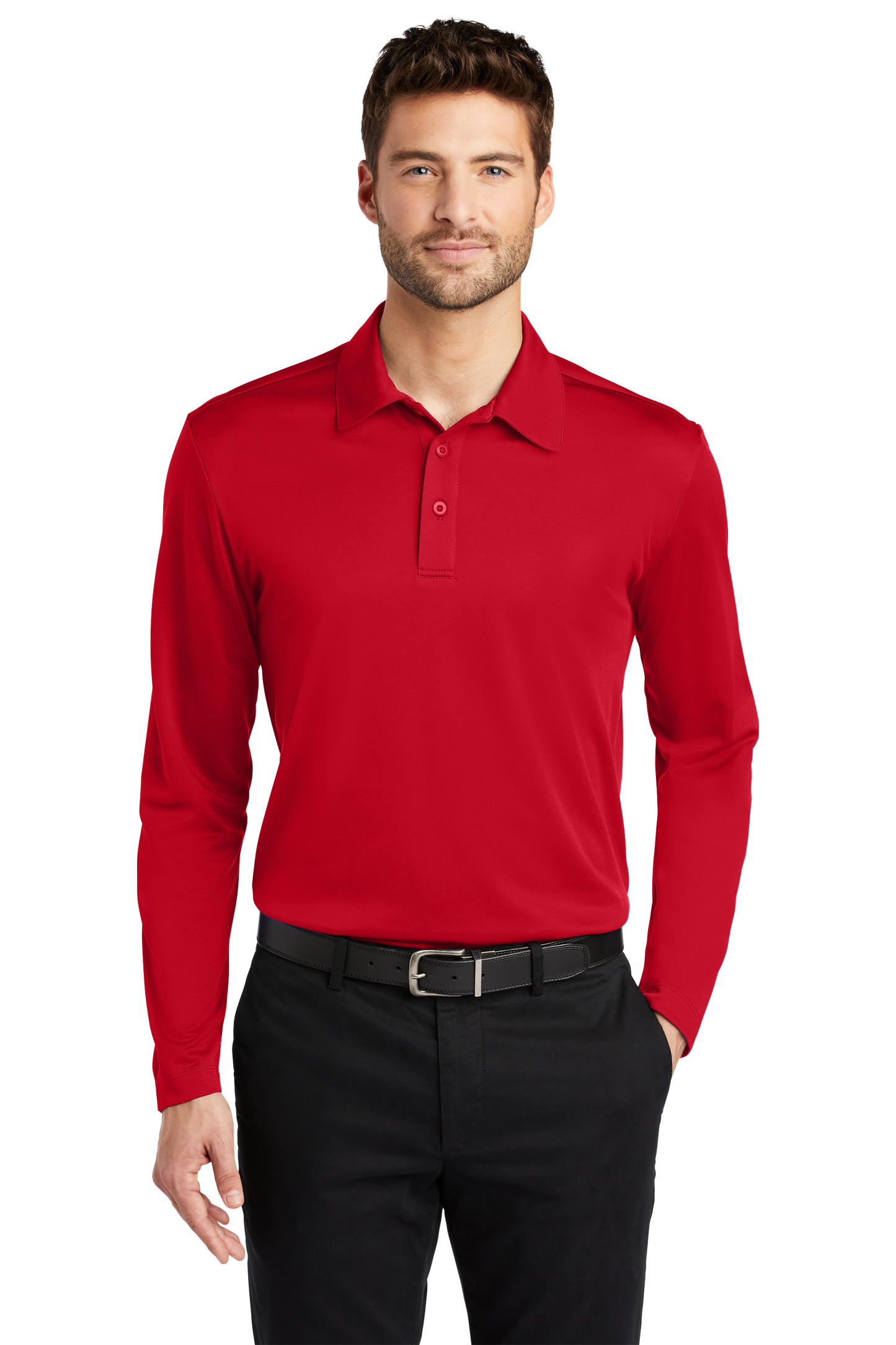 Port Authority® Silk Touch™ Performance Long Sleeve Polo - Red