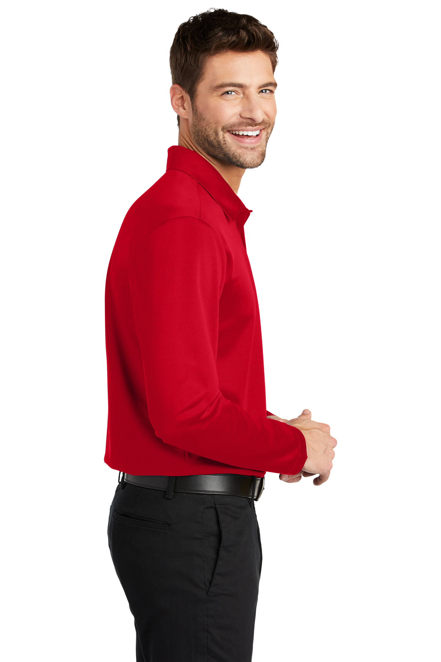 Port Authority® Silk Touch™ Performance Long Sleeve Polo - Red