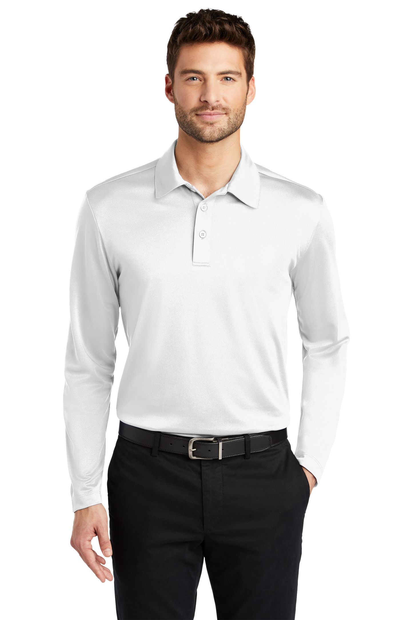 Port Authority® Silk Touch™ Performance Long Sleeve Polo - White