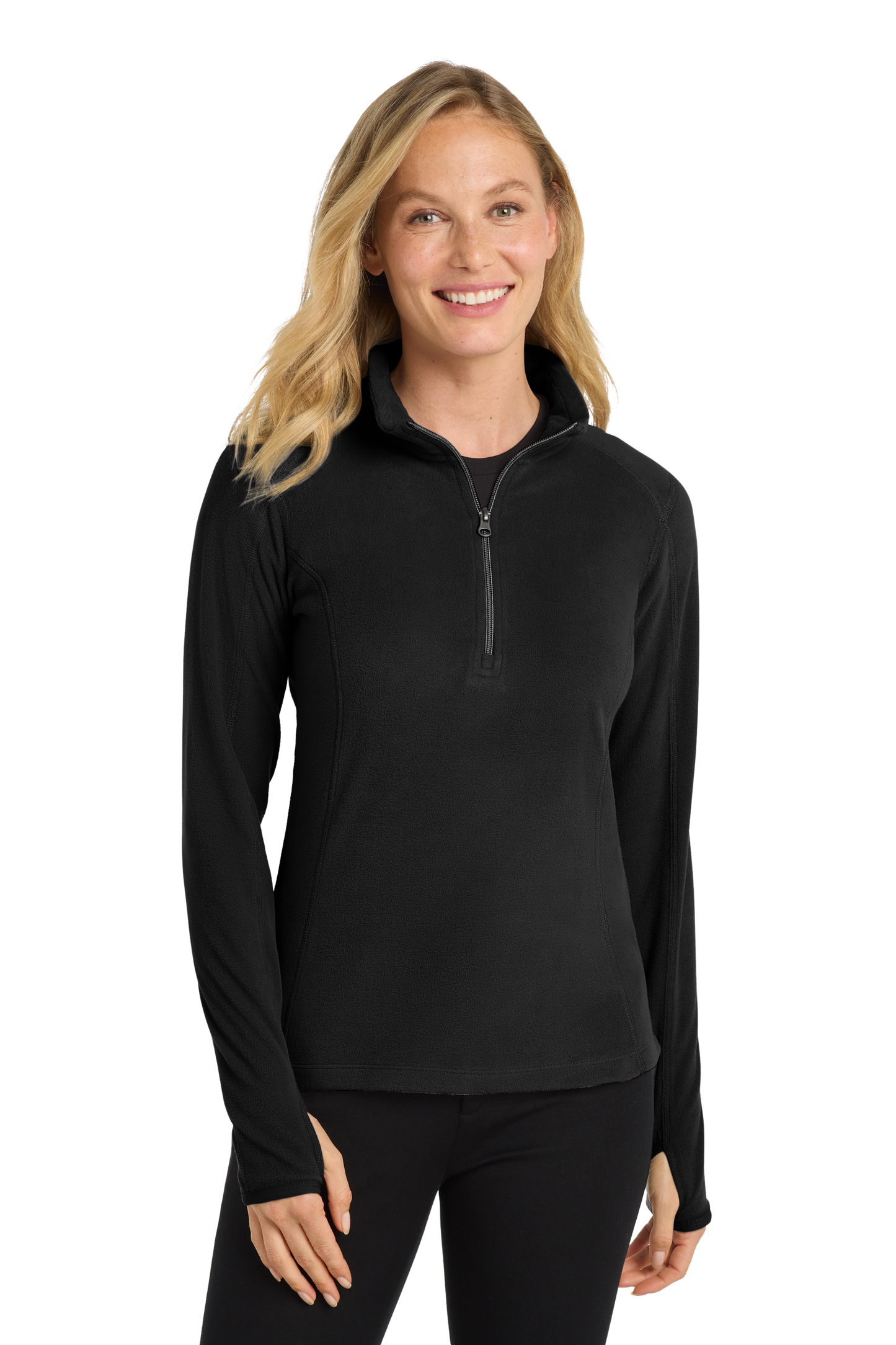 Port Authority® Women's Microfleece 1/2-Zip Pullover - Black