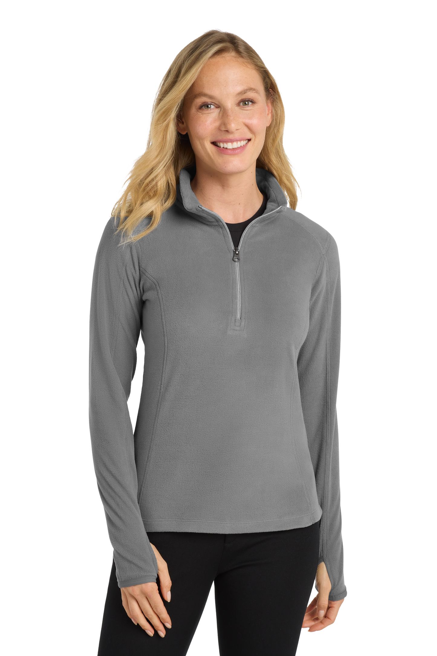 Port Authority® Women's Microfleece 1/2-Zip Pullover - Pearl Grey