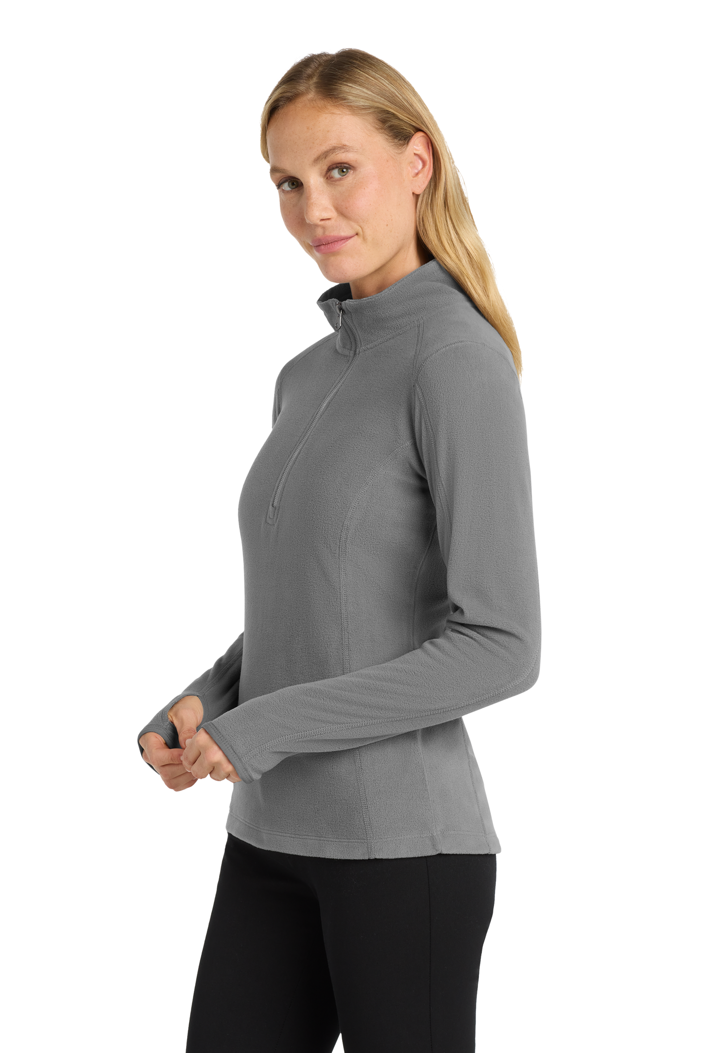 Port Authority® Women's Microfleece 1/2-Zip Pullover - Pearl Grey