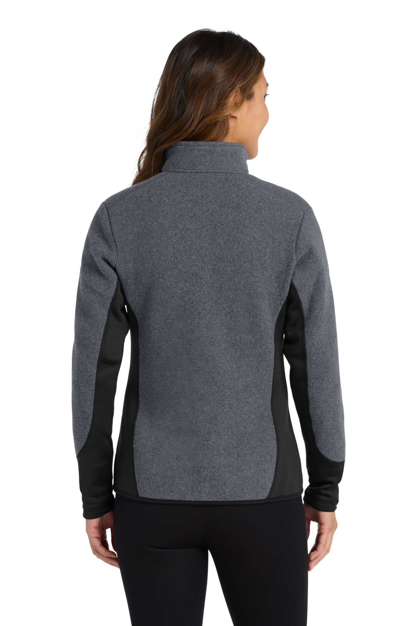 Port Authority® Women's R-Tek® Pro Fleece Full-Zip Jacket - Charcoal Heather/ Black