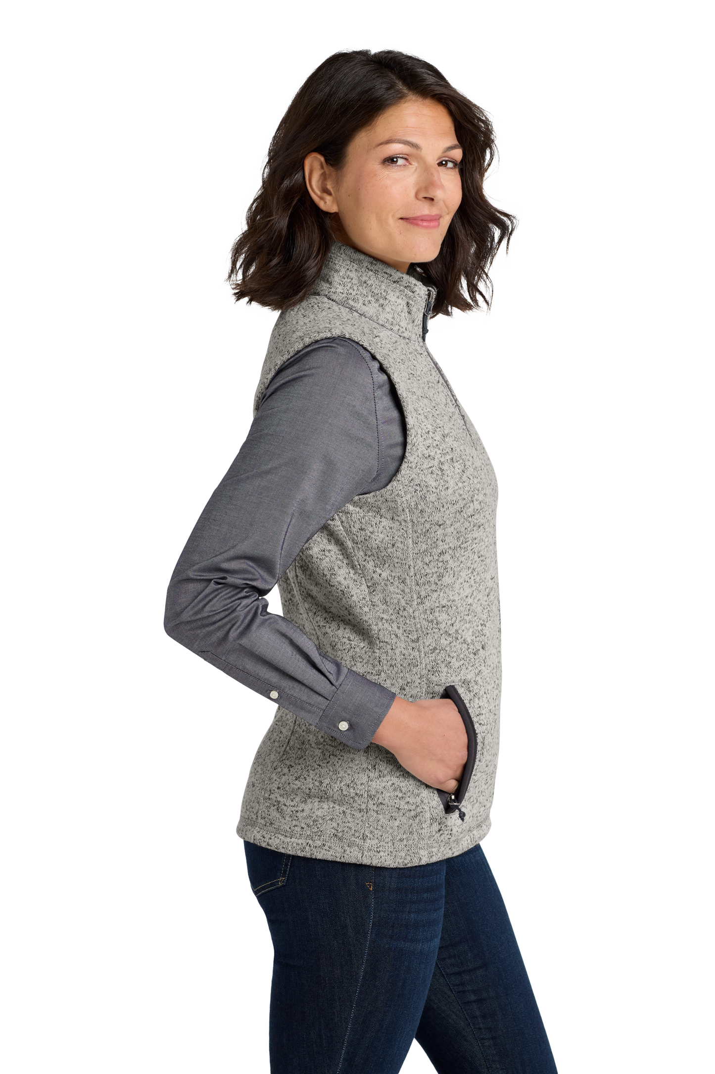 Port Authority ® Women's Sweater Fleece Vest - Grey Heather