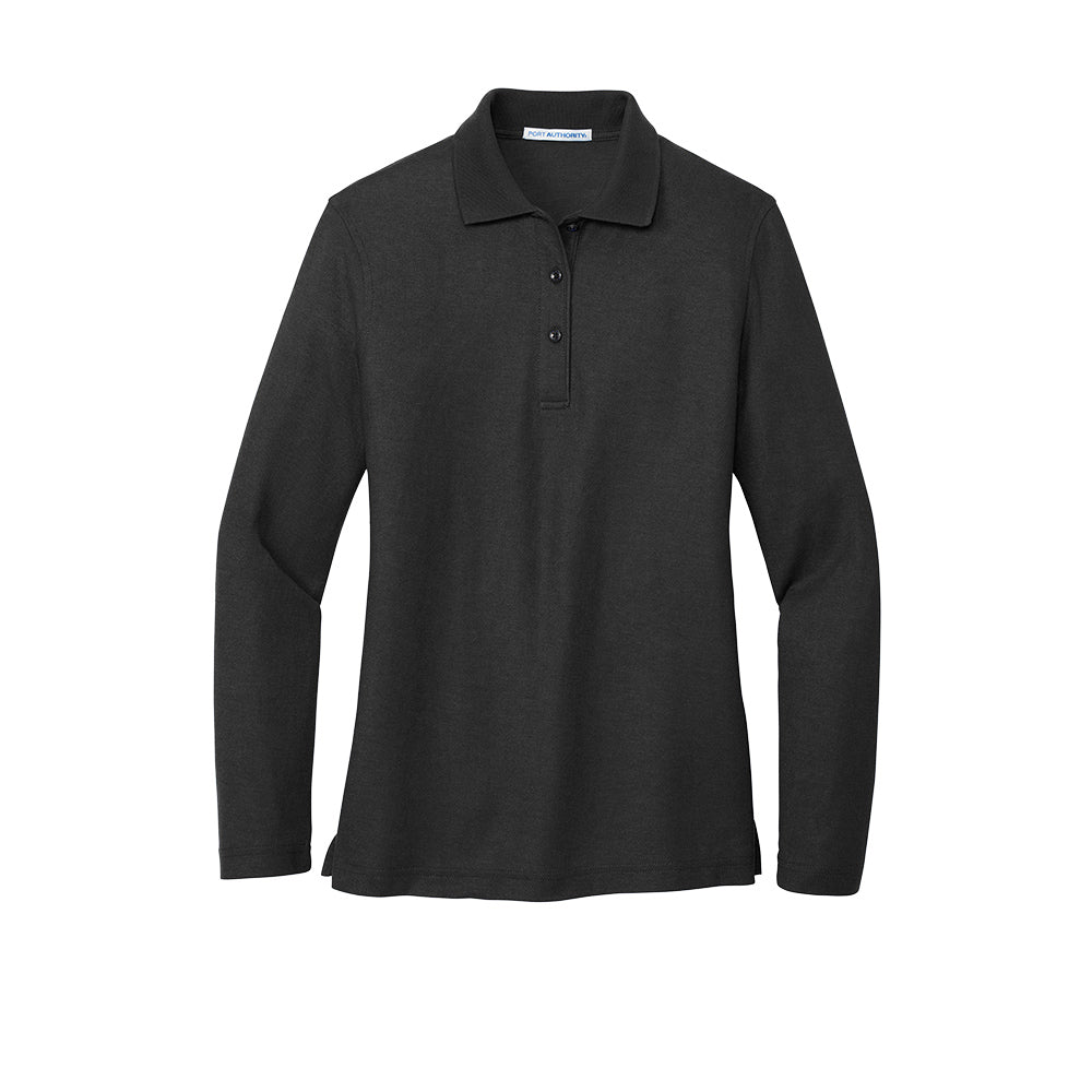 Port Authority® Women's Silk Touch™ Long Sleeve Polo - Black