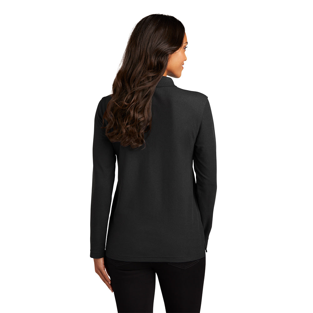 Port Authority® Women's Silk Touch™ Long Sleeve Polo - Black