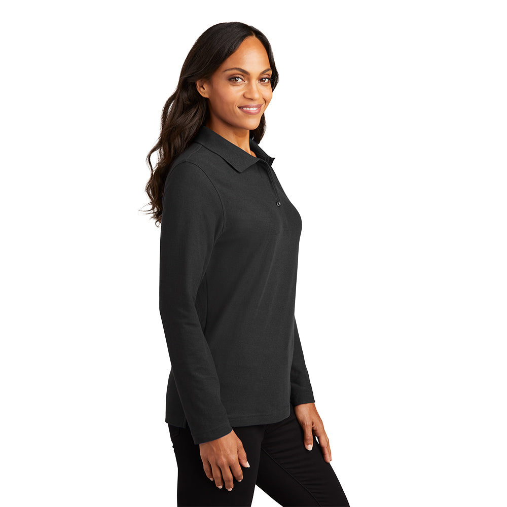 Port Authority® Women's Silk Touch™ Long Sleeve Polo - Black