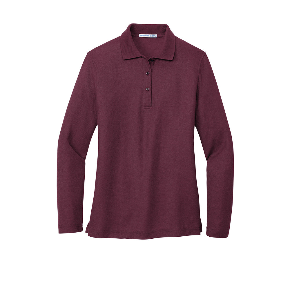 Port Authority® Women's Silk Touch™ Long Sleeve Polo - Burgundy