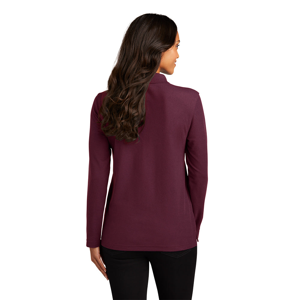 Port Authority® Women's Silk Touch™ Long Sleeve Polo - Burgundy