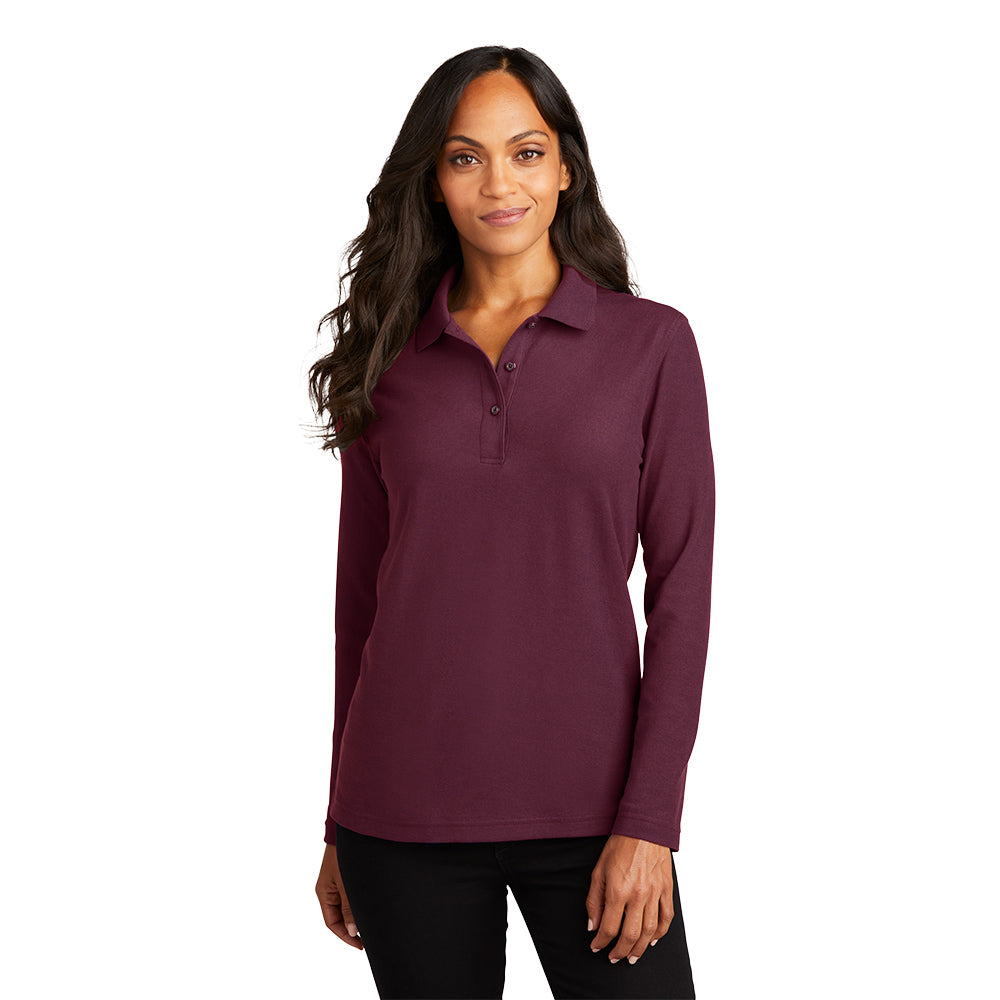 Port Authority® Women's Silk Touch™ Long Sleeve Polo - Burgundy