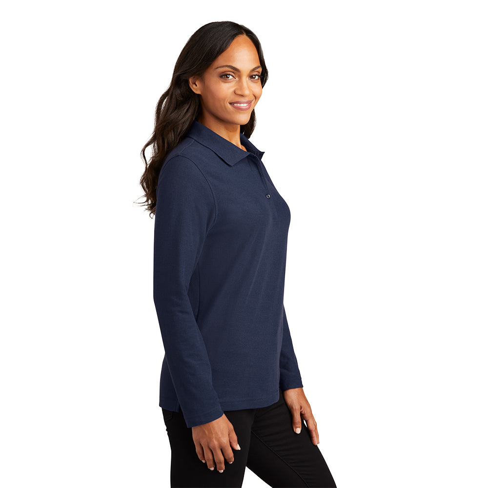 Port Authority® Women's Silk Touch™ Long Sleeve Polo - Navy