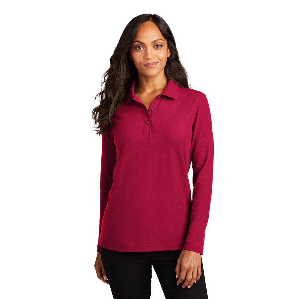 Port Authority® Women's Silk Touch™ Long Sleeve Polo - Red