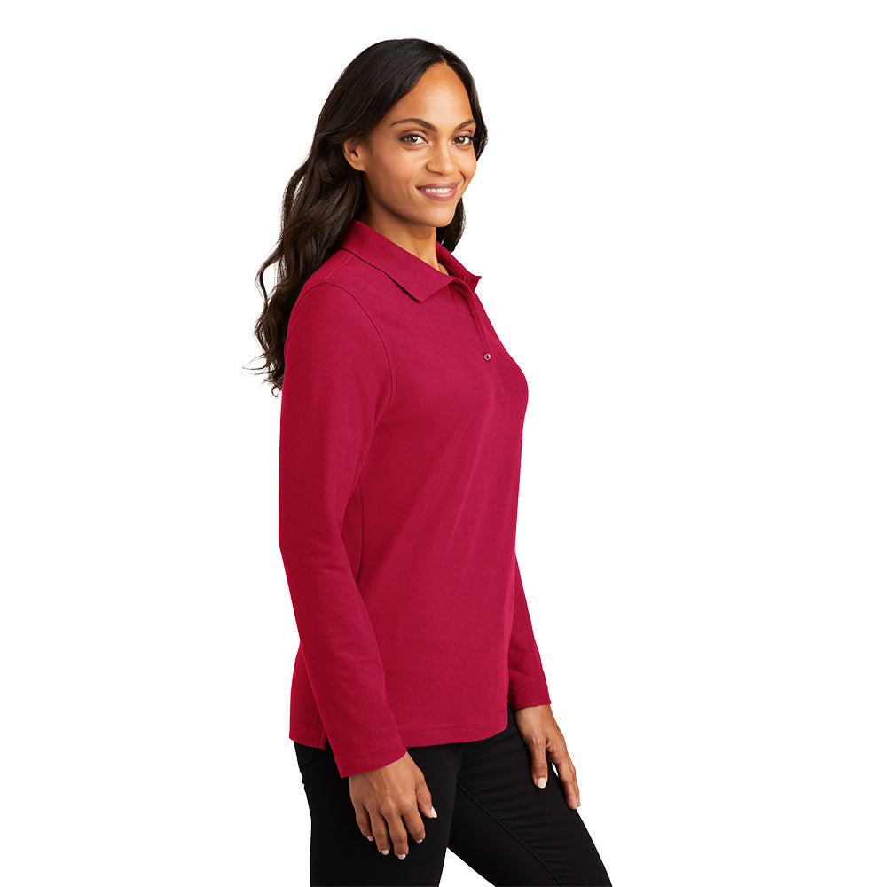 Port Authority® Women's Silk Touch™ Long Sleeve Polo - Red