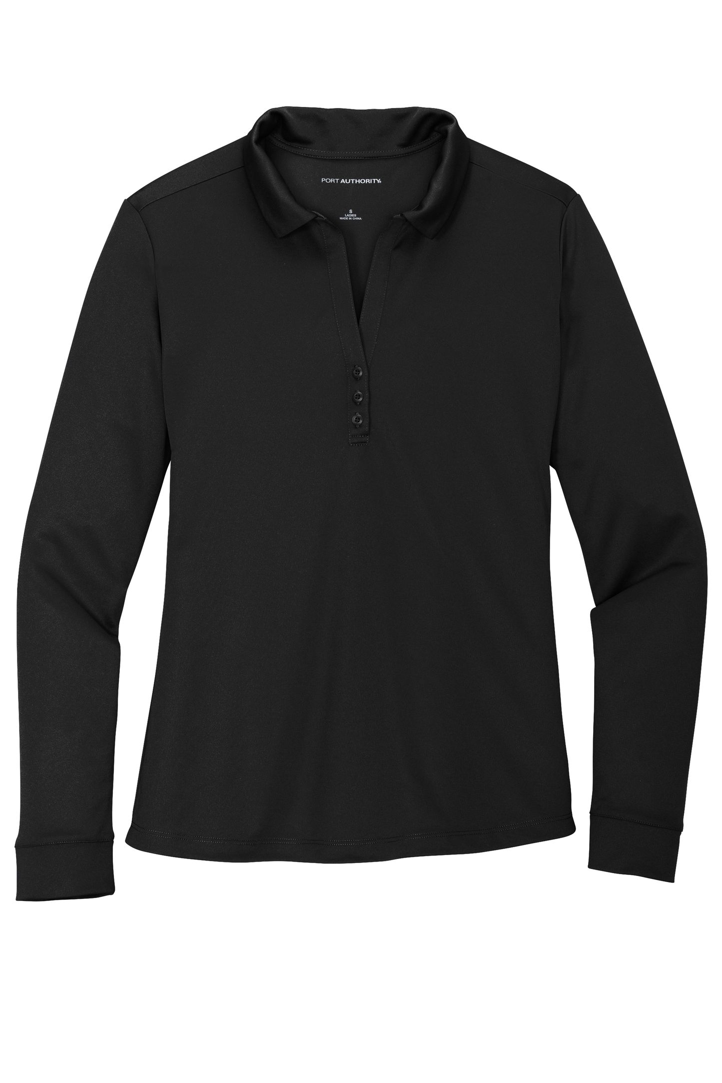 Port Authority ® Women's Silk Touch ™ Performance Long Sleeve Polo - Black