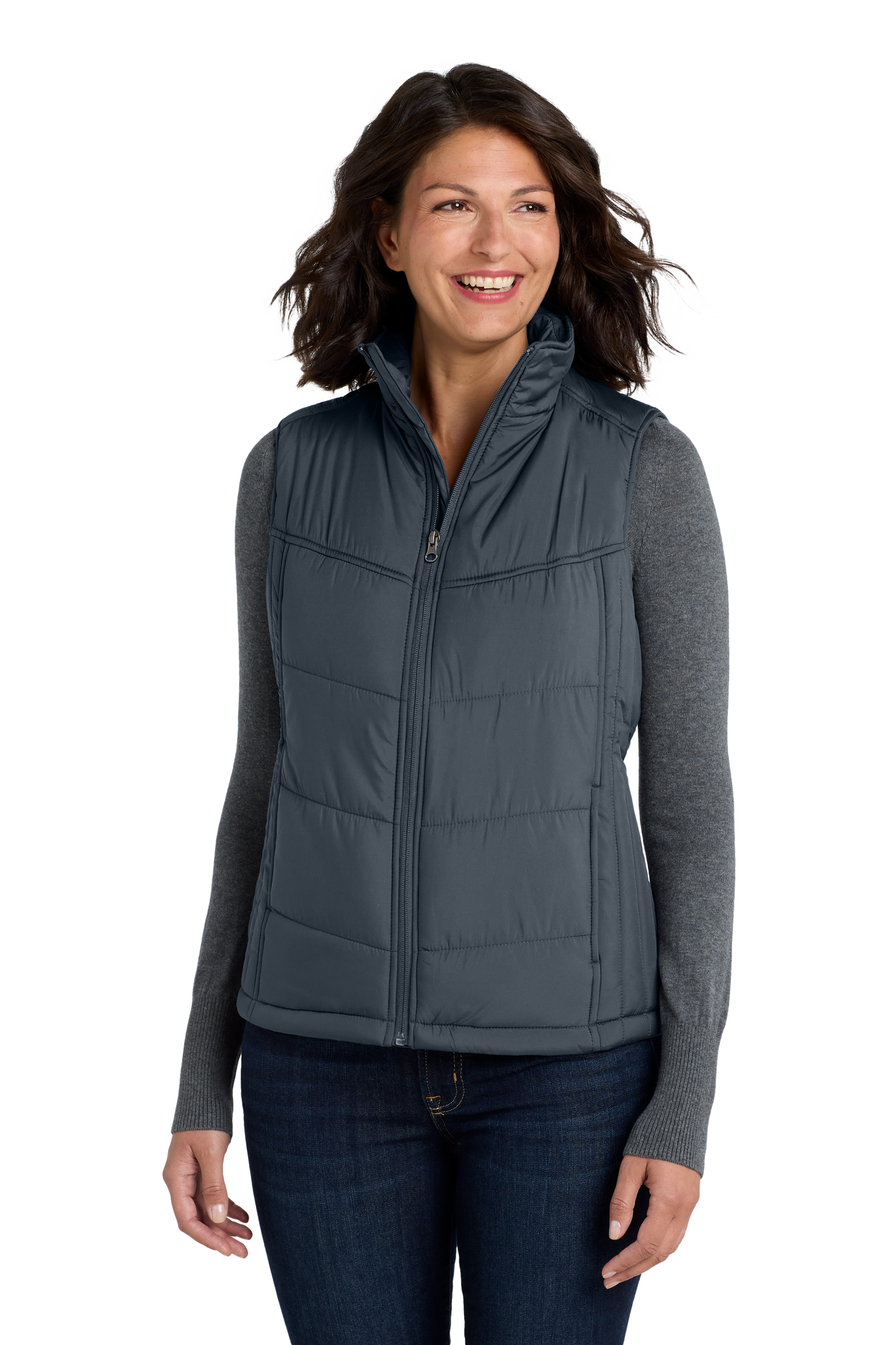 Port Authority® Women's Puffy Vest - Dark Slate / Black